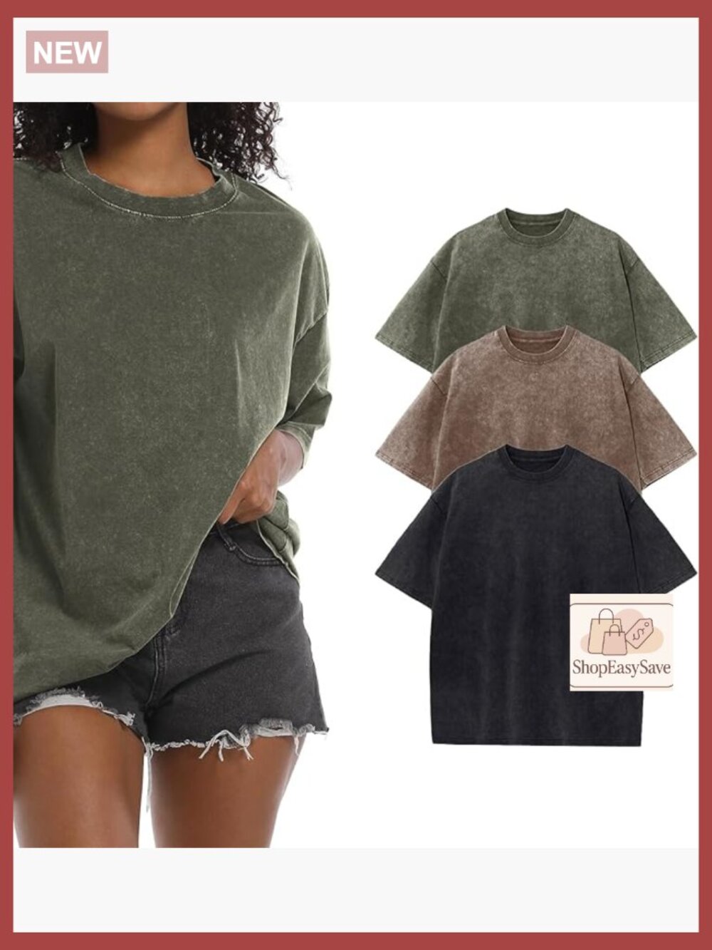 Oversized Vintage Cotton Tee Retro Grunge Loose Fit Short Sleeve Crew Neck